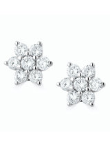 The Diamond Store 9K White Gold Flower Cluster Lab Diamond Earrings 0.50ct