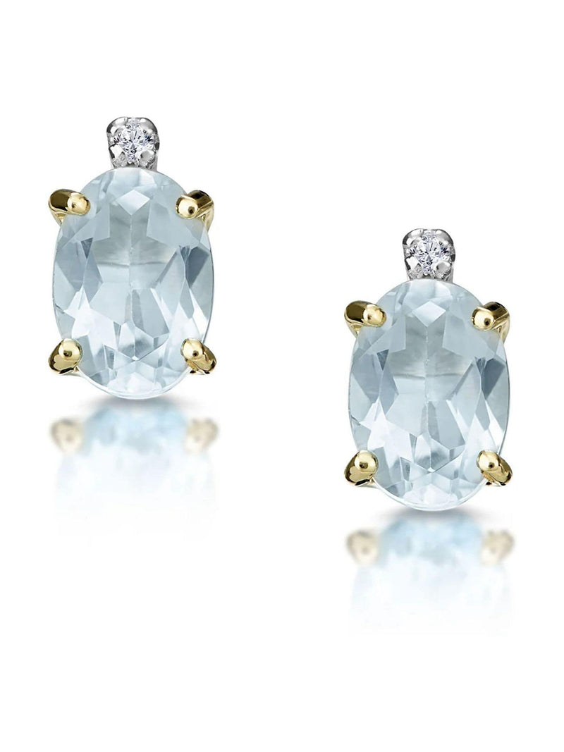 The Diamond Store Blue Aquamarine 0.80CT And Diamond 9K Earrings