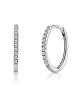 The Diamond Store 9K White Gold Hoop Earrings 13mm 0.09ct Stellato Encrusted