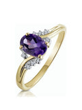 The Diamond Store Yellow Gold 0.68ct Amethyst and Diamond Ring