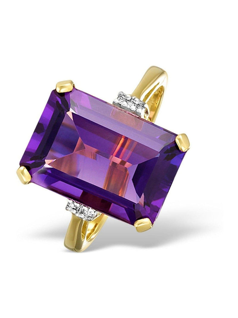The Diamond Store 9K Yellow Gold 6.40ct Purple Amethyst and Diamond Ring