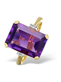 The Diamond Store 9K Yellow Gold 6.40ct Purple Amethyst and Diamond Ring