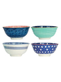 Kitchencraft Set of 4 Blue Patterned Ceramic Cereal Bowls
