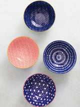 Kitchencraft Set of 4 Blue Patterned Ceramic Cereal Bowls