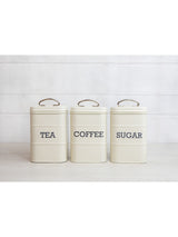 Kitchencraft Cream Vintage-Style Coffee, Sugar and Tea Storage Canisters 3-Piece Set