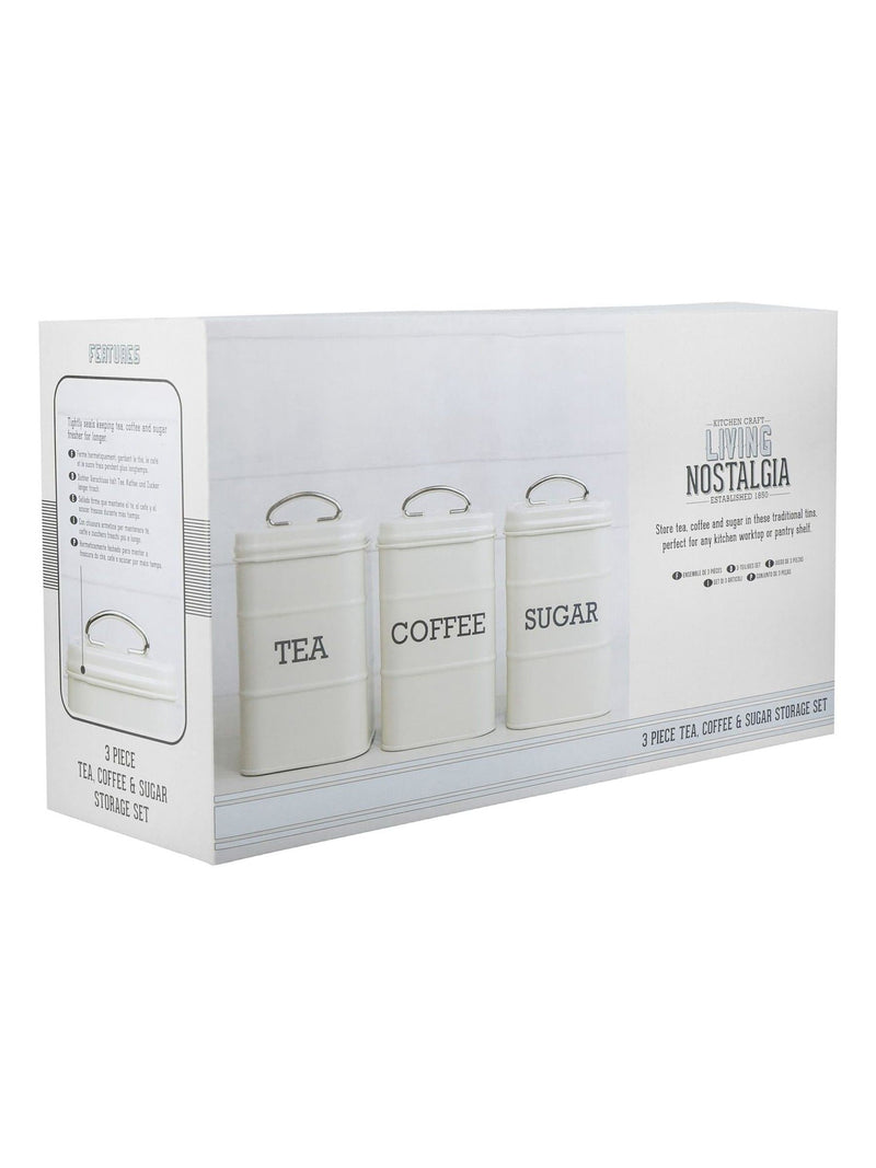 Kitchencraft cream vintage-style storage canisters 3-piece set, UK version
