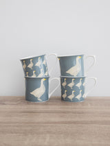 Kitchencraft Set of 4 Grey Goose Patterned Bone China Mugs 300ml