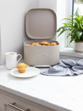 Kitchencraft cream textured square cake storage tin large, UK version
