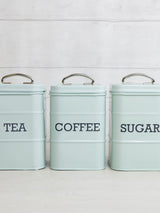 Kitchencraft Blue Metal Coffee Sugar and Tea Canisters
