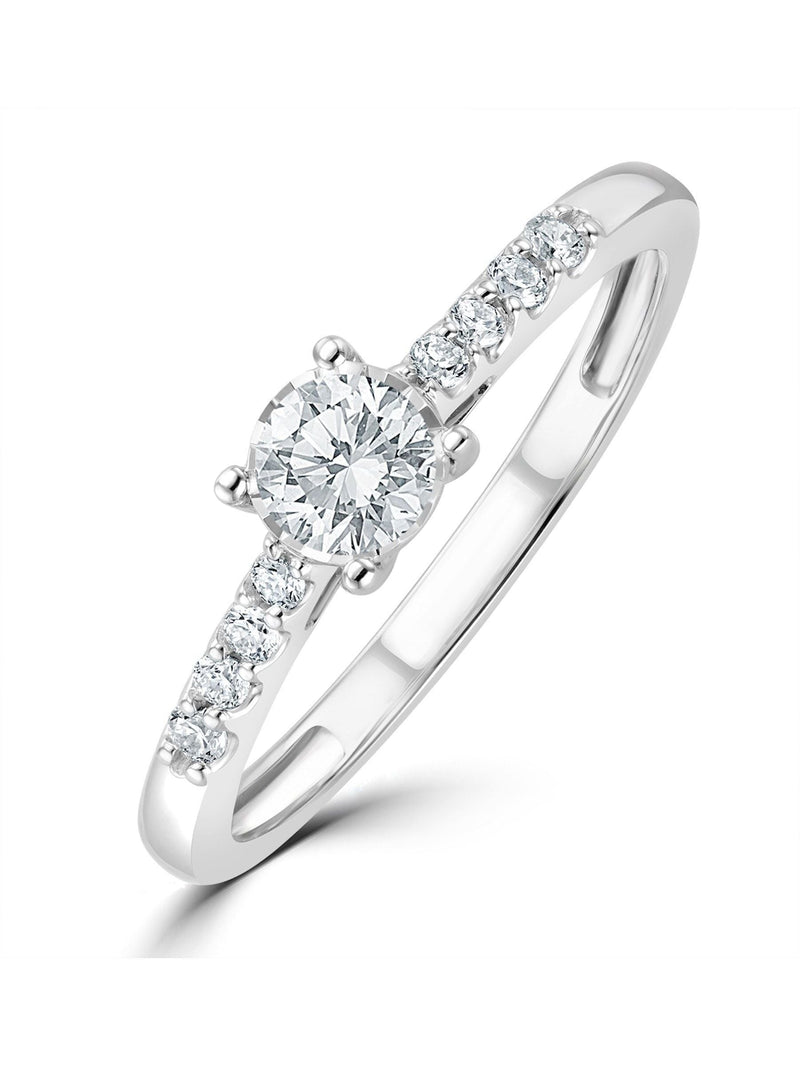 9K White Gold Lab-Grown Diamond Engagement Ring with 0.25ct Total Weight