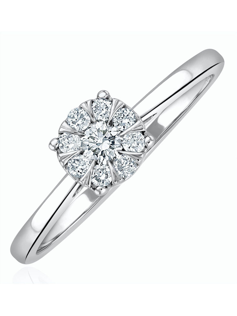The Diamond Store 9K White Gold 0.25ct H/Si Lab White Diamond Cluster Solitaire Ring