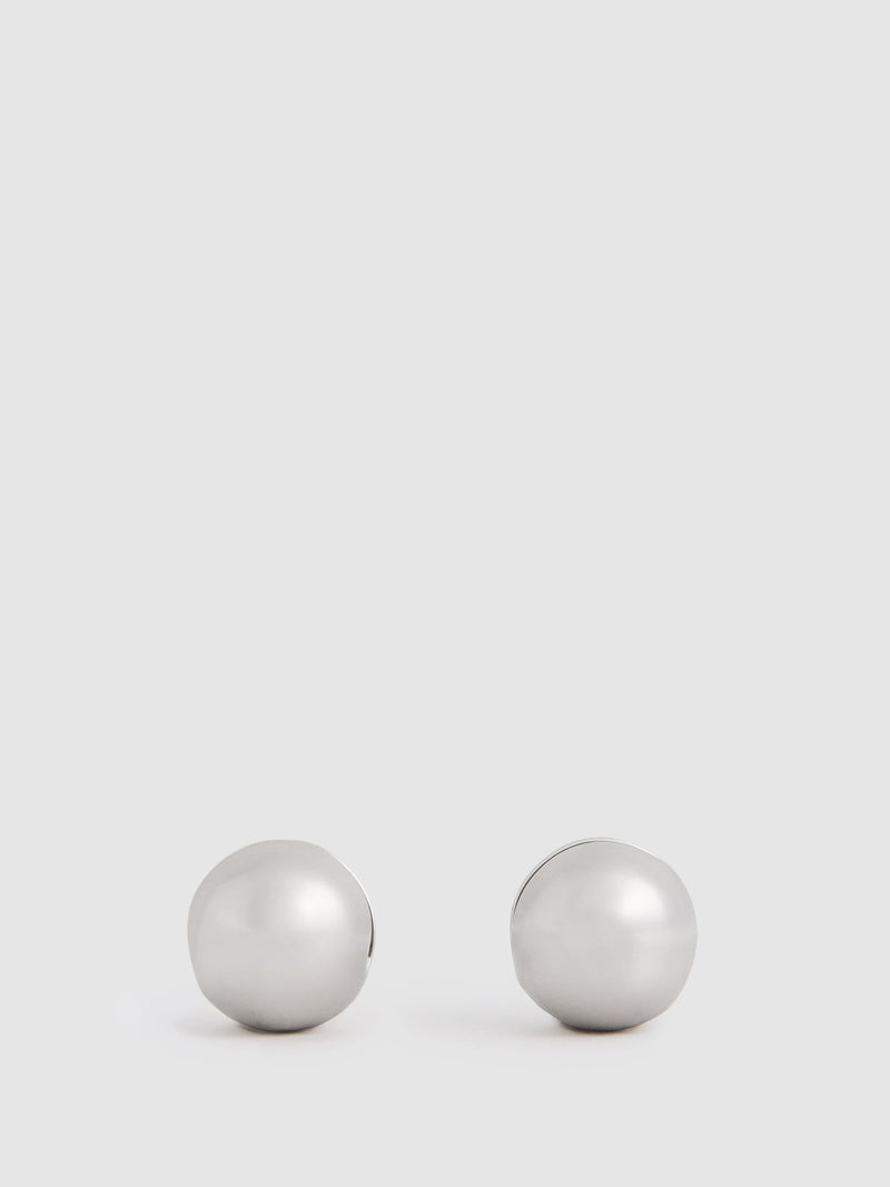 Reiss Silver Tone Pollie Polished Ball Huggie Earrings