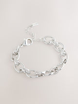 Silver Tone Double Link Chunky Chain Bracelet