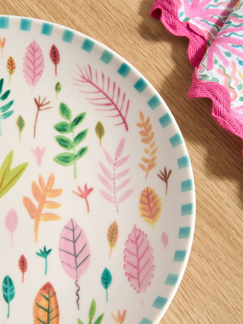 Lucy Tiffney pink leaves side plates set of 4, UK version