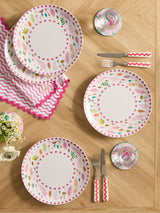 Lucy Tiffney Set of 4 Pink Leaves Dinner Plates