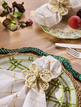 Nina Campbell Natural Woven Flower Napkin Rings Set of 2