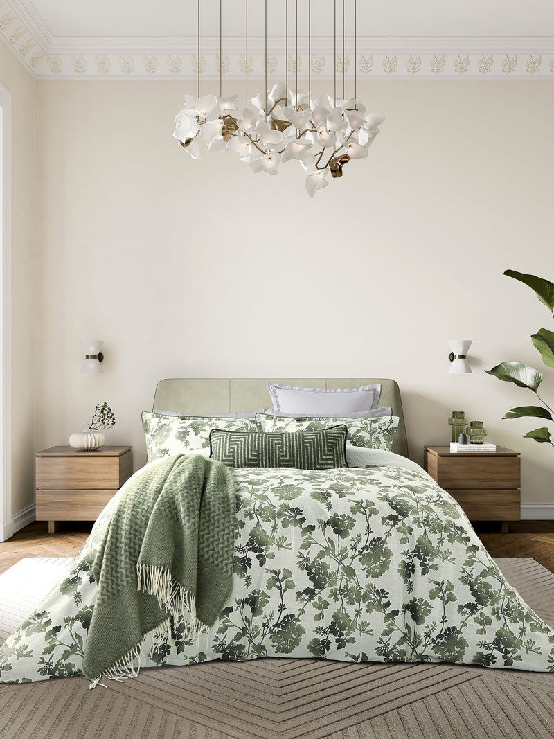 Bedeck of Belfast Green Yoko 100% Cotton Duvet Cover and Pillowcase Set