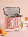Pink and green wavy pattern lunch bag, imported from the UK