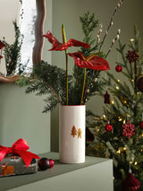 White Christmas Gingerbread Embossed Ceramic Vase 10x10x20cm