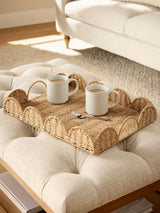 Natural Woven Scallop Tray Decorative Display Tray 35cm