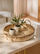 Natural Woven Seagrass XL Decorative Tray for Home Storage
