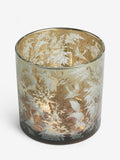 Gold botanical glass hurricane candle holder 15cm, imported from the UK