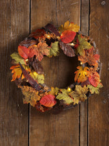 Laura Ashley Multi Pre Lit Autumn Leaf Wreath 37cm