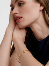 Karen Millen Oval Pave Chain Bangle Gold Tone Bracelet 6.9cm