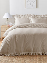 Appletree Natural Cassia Ruffle Duvet Cover and Pillowcase Set