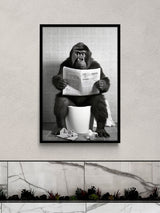 Moonshine Prints Artko Black Bathroom Gorilla Framed Art Print Set 43.5cm x 43.5cm