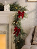 Laura Ashley Green Pre Lit Christmas Garland with Bells 180cm, UK version