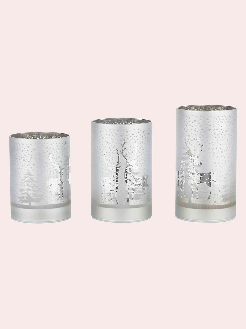 Laura Ashley silver tone frosted LED candles set of three, UK version