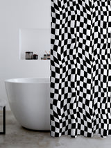 Catherine Lansfield Black White Checkerboard Shower Curtain 180x180 cm