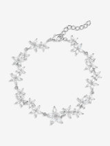 Jon Richard Silver Tone Cubic Zirconia Mixed Floral Print Bracelet