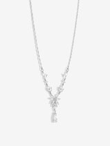 Jon Richard Silver Tone Cubic Zirconia Floral Y Necklace 16-inch