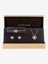 Jon Richard Silver Tone Pearl Crystal Heart Trio Set Jewellery Set