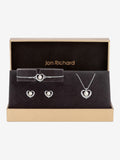 Jon Richard silver tone pearl crystal heart trio jewellery set, UK version
