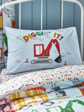 Catherine Lansfield Blue Digger Dreams reversible duvet cover set - British product