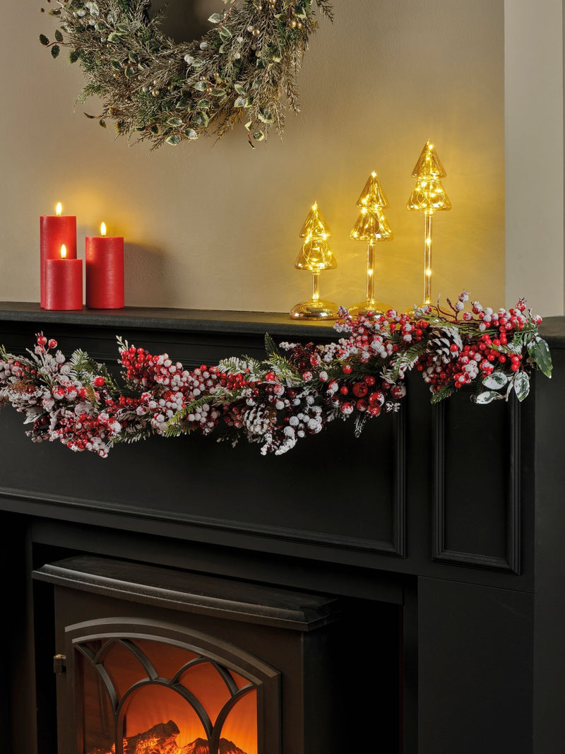 Everlands Red Snowy Berry 180cm Christmas Garland