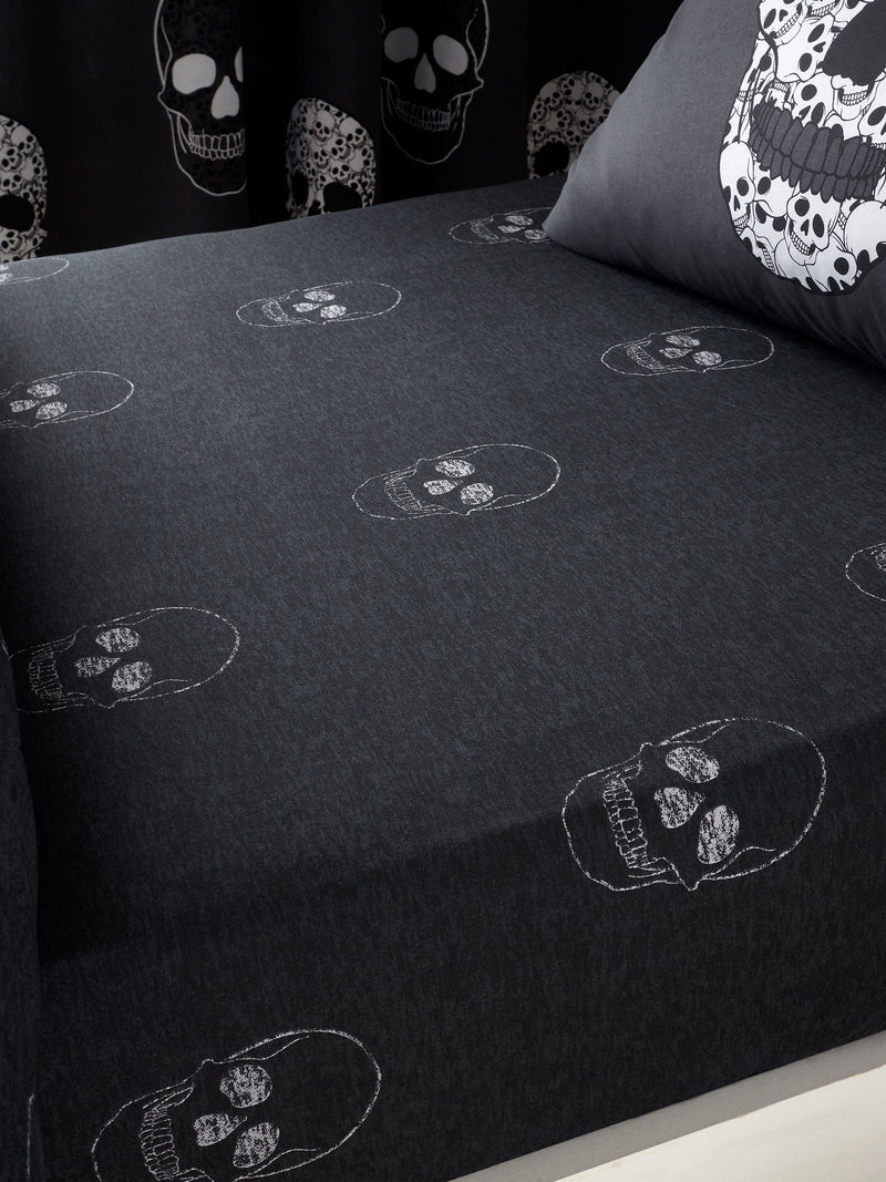 Catherine Lansfield grey skulls fitted sheet - British product