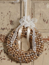 Decoris Champagne Gold Mini Bauble Christmas Wreath 33cm