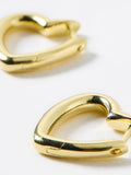 Gold-Plated Heart-Shaped Small Hoop Earrings with Clicker Clasp, 1.5cm x 1.6cm