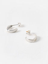 Oliver Bonas Silver Tone Marlowe Faceted Sterling Huggie Earrings