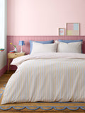 Catherine Lansfield pastel stripe duvet cover set with bow ties - British product