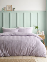 Catherine Lansfield Lilac Heatset Wave Duvet Cover Set