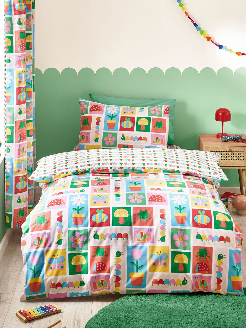Catherine Lansfield Bright Curious Caterpillar Reversible Duvet Cover Set