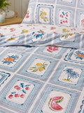 Catherine Lansfield Blue Riviera Tiles Reversible Duvet Cover Set - British product