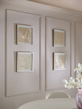 Set of 4 Gold Textured Linear Swirl Framed Fabric Wall Art Room Decorations 30x30cm