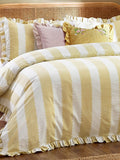 Wylder Butter Yellow Birdie Stripe Ruffle Duvet Cover Set (British brand)
