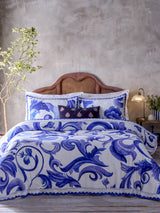 Paoletti Blue Azzurro Printed Cotton Duvet Set